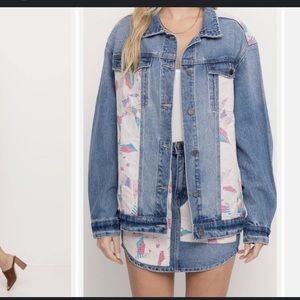 NWT PTCL fawn patch denim jacket